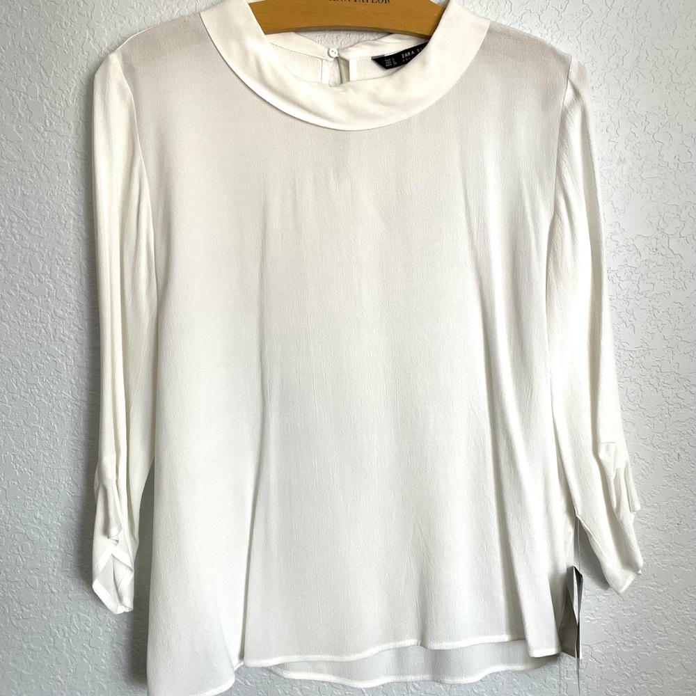NWT Zara White Collar Blouse